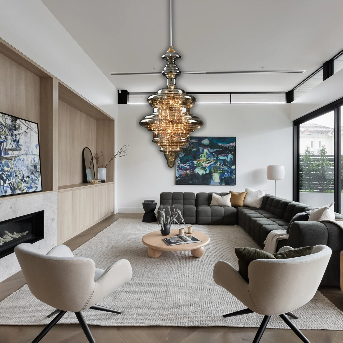 Suspension en verre filaments minis leds style royal