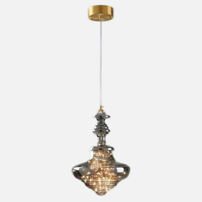 Suspension en verre toupie filaments minis leds style baroque