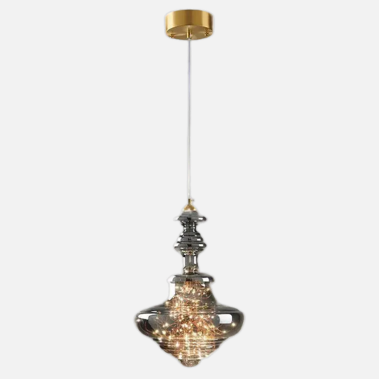 Suspension en verre toupie filaments minis leds style baroque