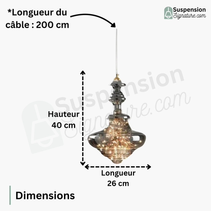 Suspension en verre toupie filaments minis leds style baroque