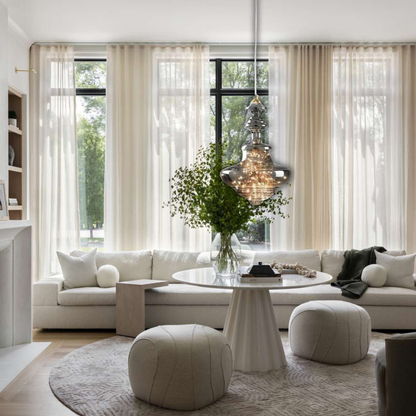 Suspension en verre toupie filaments minis leds style baroque