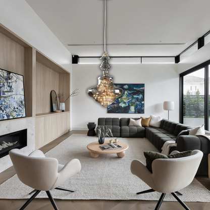 Suspension en verre toupie filaments minis leds style baroque