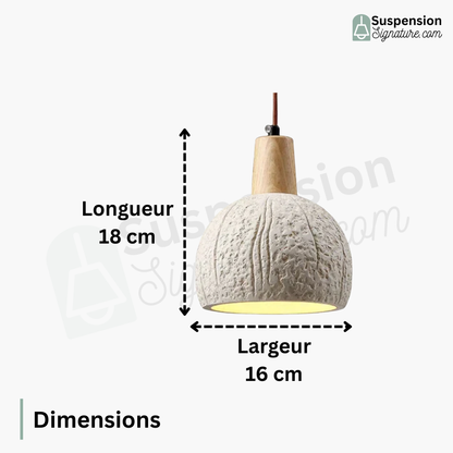 Suspension globe rainuré terre cuite bois scandinave