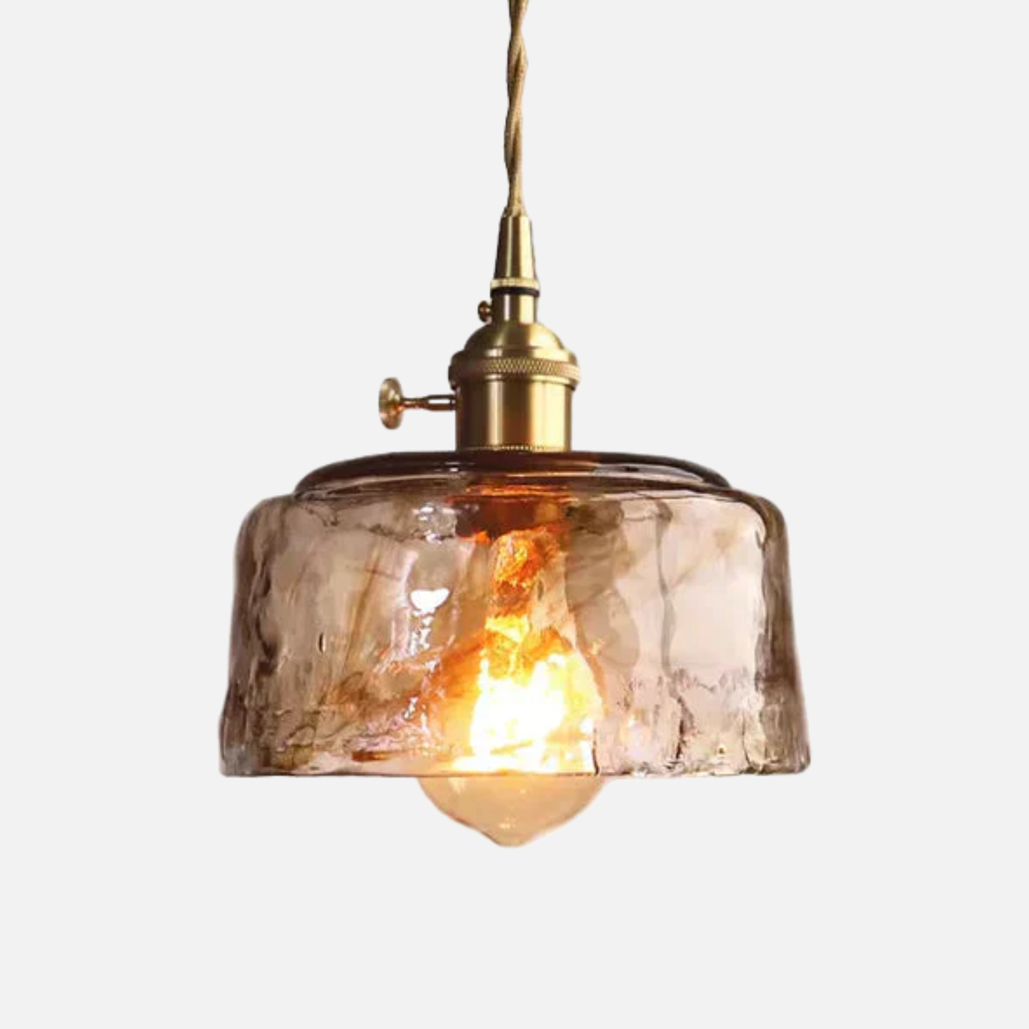 Suspension laiton et verre fumé design vintage cloche