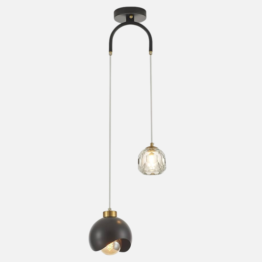 Suspension led double moderne cristal boule