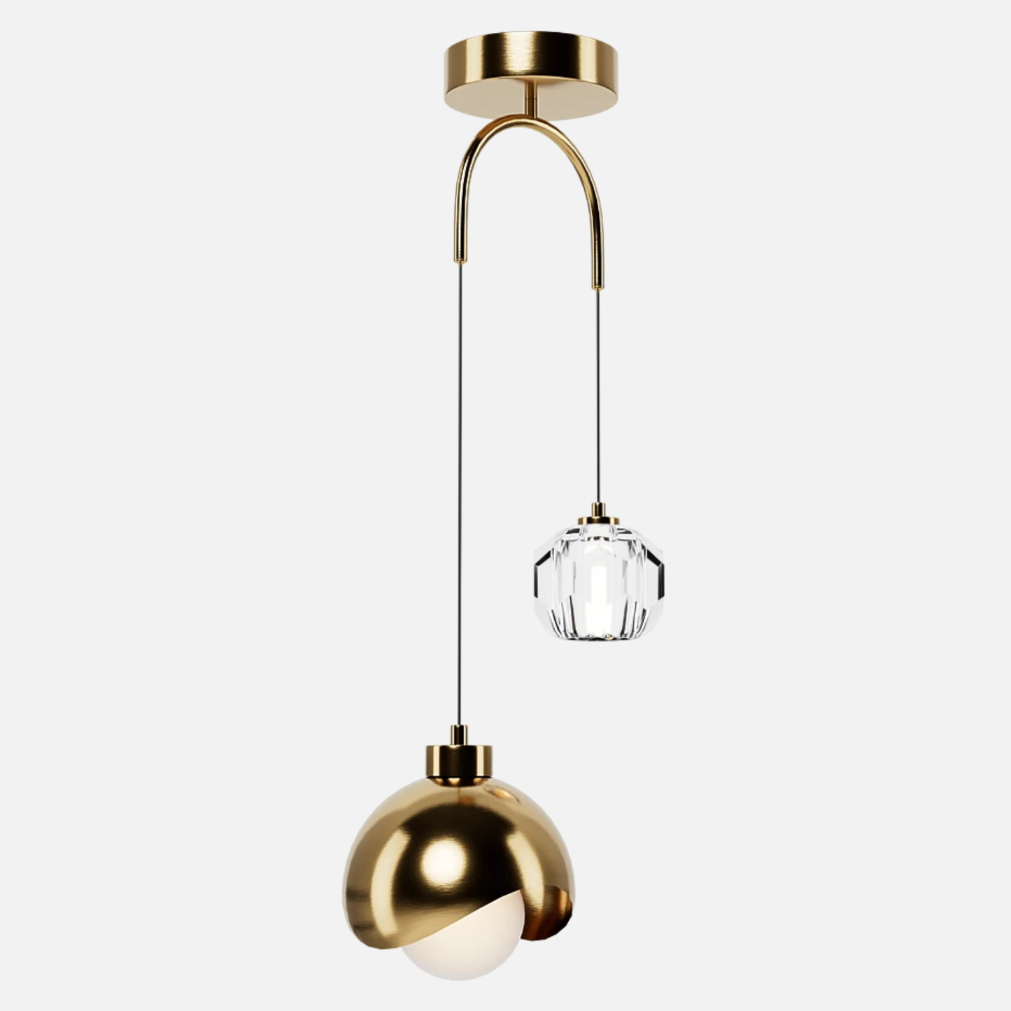 Suspension led double moderne cristal boule