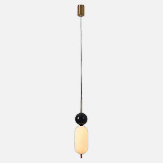 Suspension moderne bicolore boule noire marbre