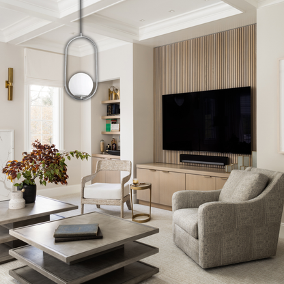 Suspension moderne boule lumineuse ovale en laiton