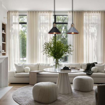 Suspension moderne métallique triangle effet pois