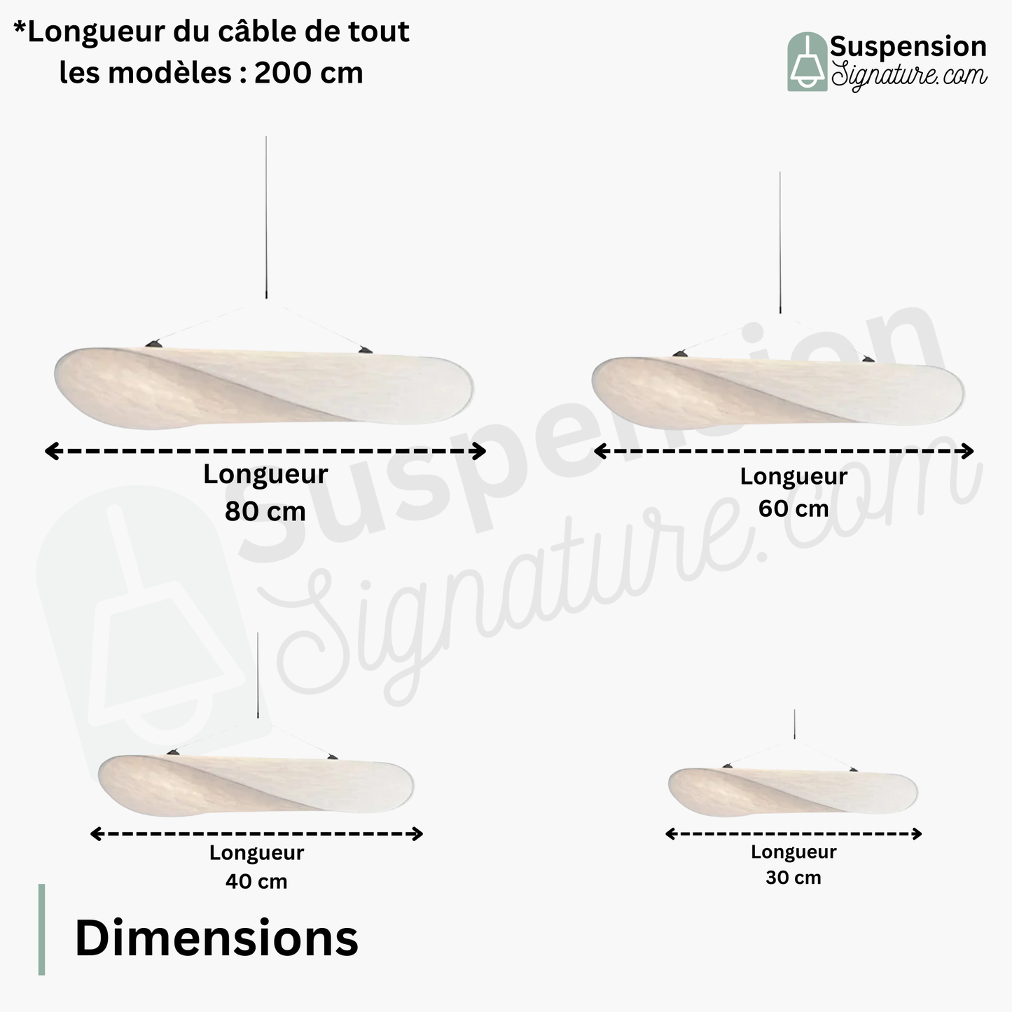 Suspension moderne vague en tissu blanc