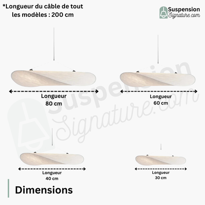 Suspension moderne vague en tissu blanc