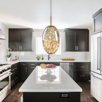 Suspension ovale en verre filaments minis leds