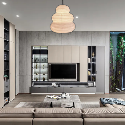 Suspension papier blanc allongée et ondulée style moderne