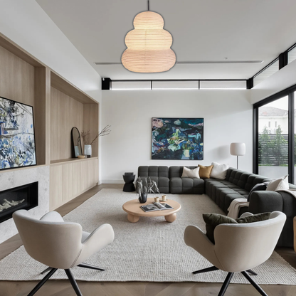 Suspension papier blanc allongée et ondulée style moderne