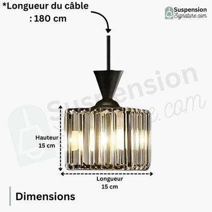 Suspension rainurée cristal art déco carré