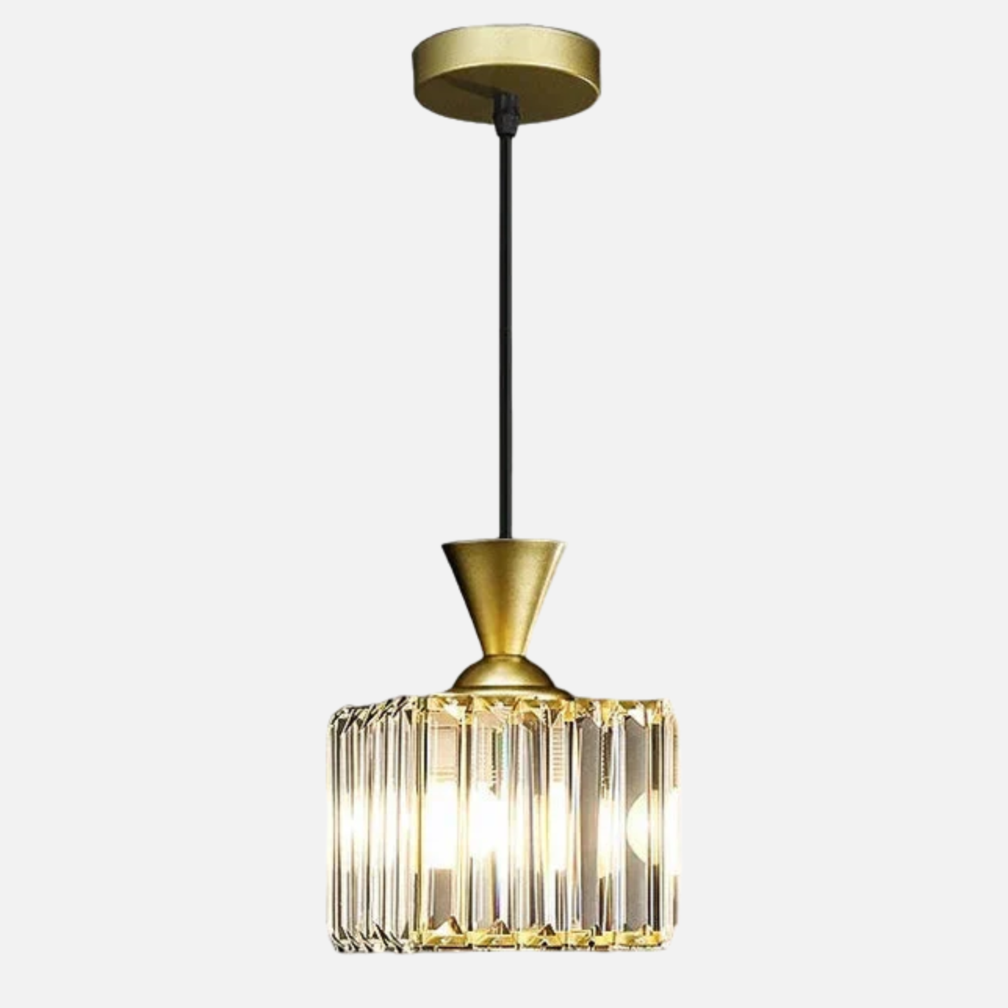 Suspension rainurée cristal art déco carré