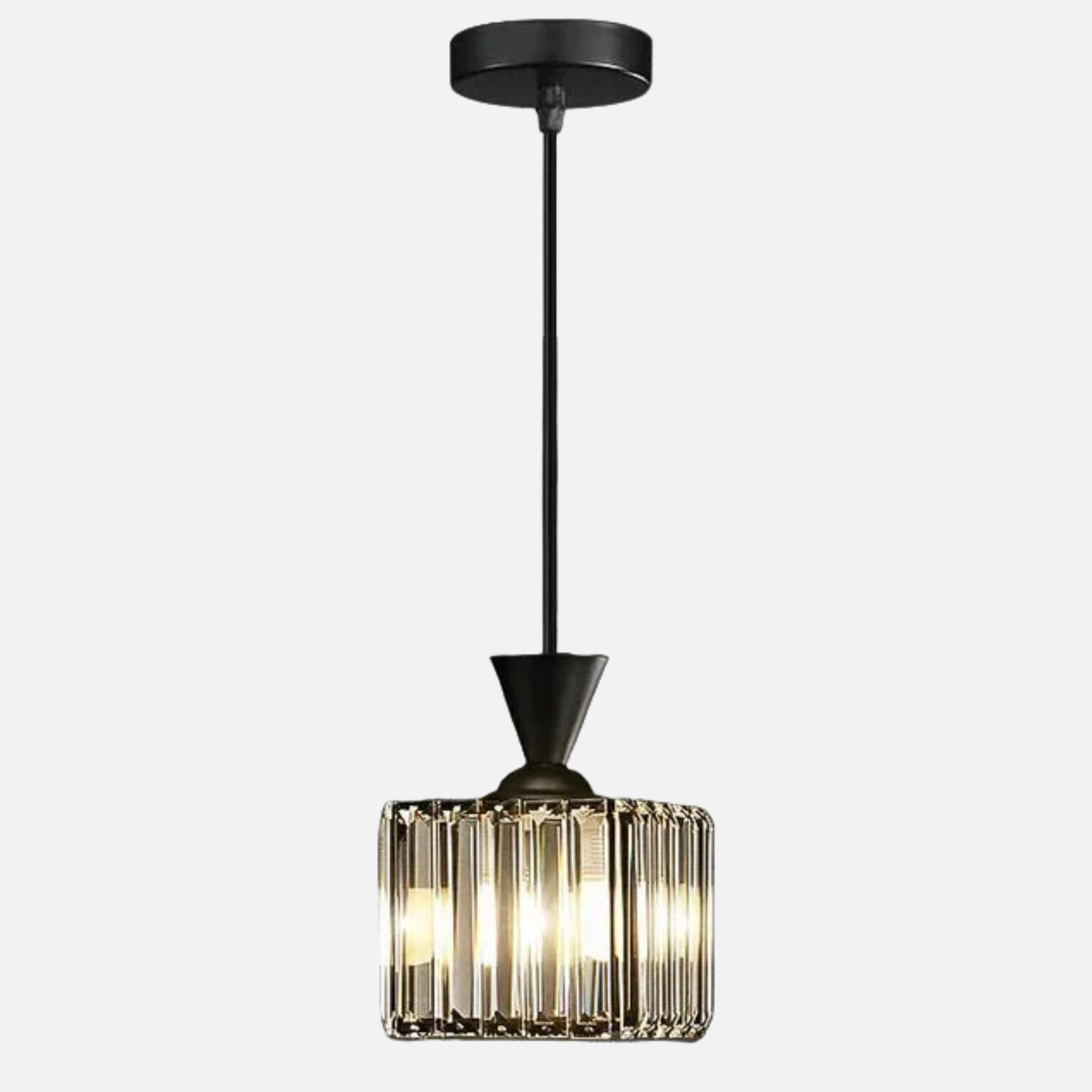 Suspension rainurée cristal art déco carré