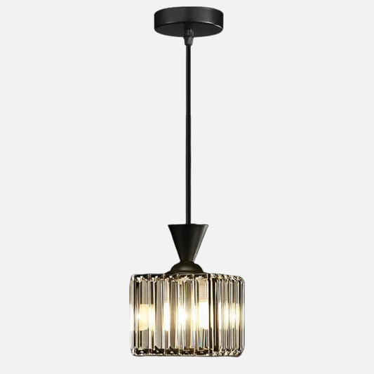 Suspension rainurée cristal art déco carré