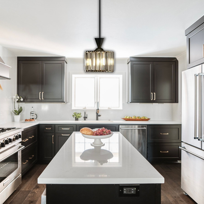 Suspension rainurée cristal art déco carré