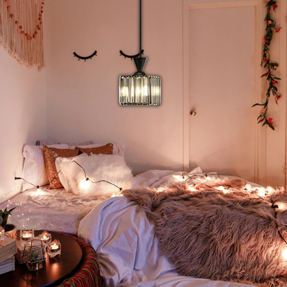 Suspension rainurée cristal art déco carré