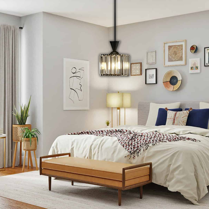 Suspension rainurée cristal art déco carré