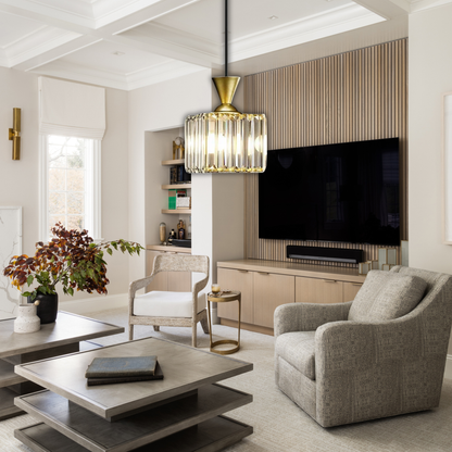 Suspension rainurée cristal art déco carré