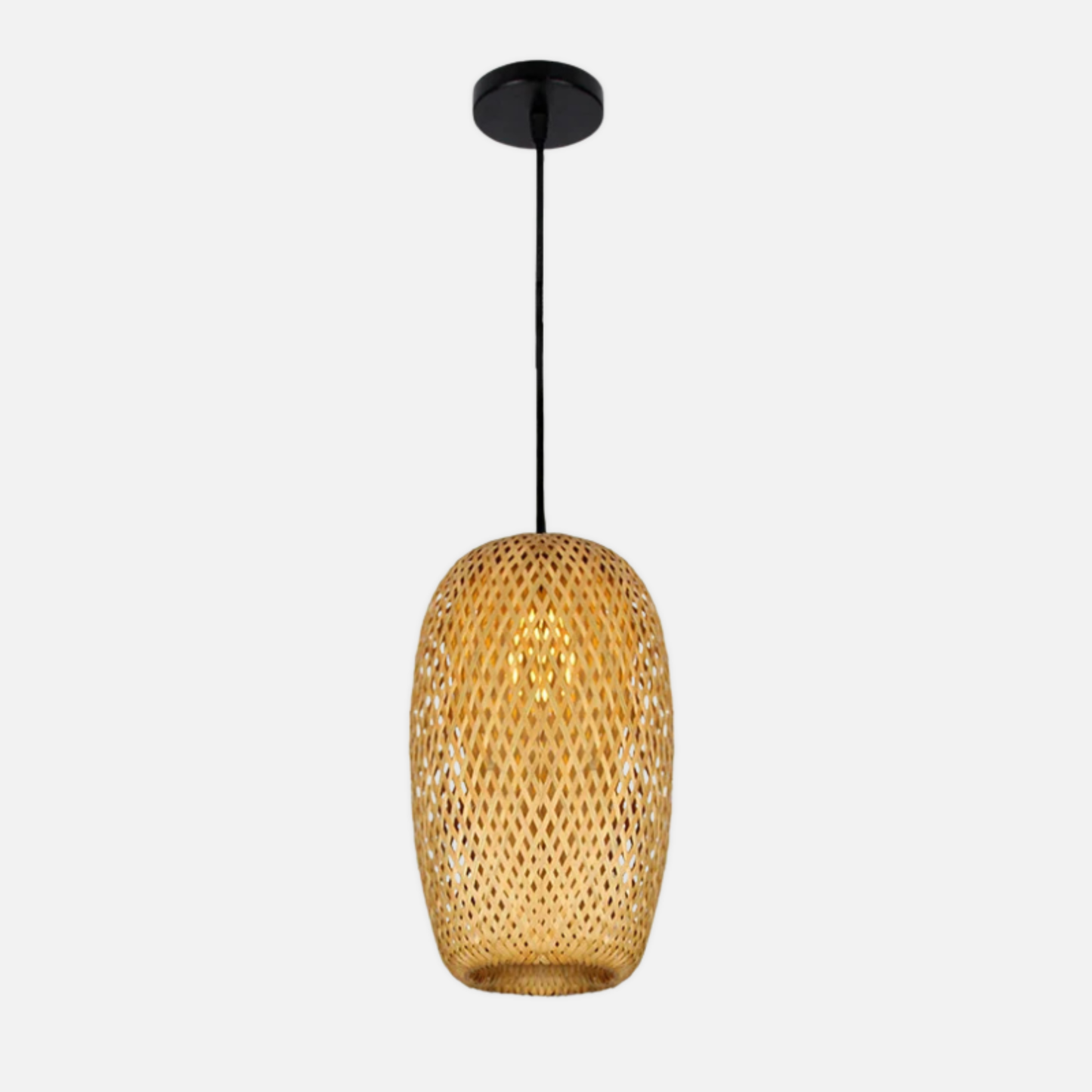 Suspension rotin allongée naturelle vintage