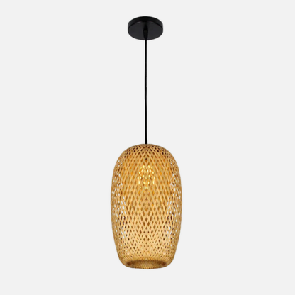 Suspension rotin allongée naturelle vintage