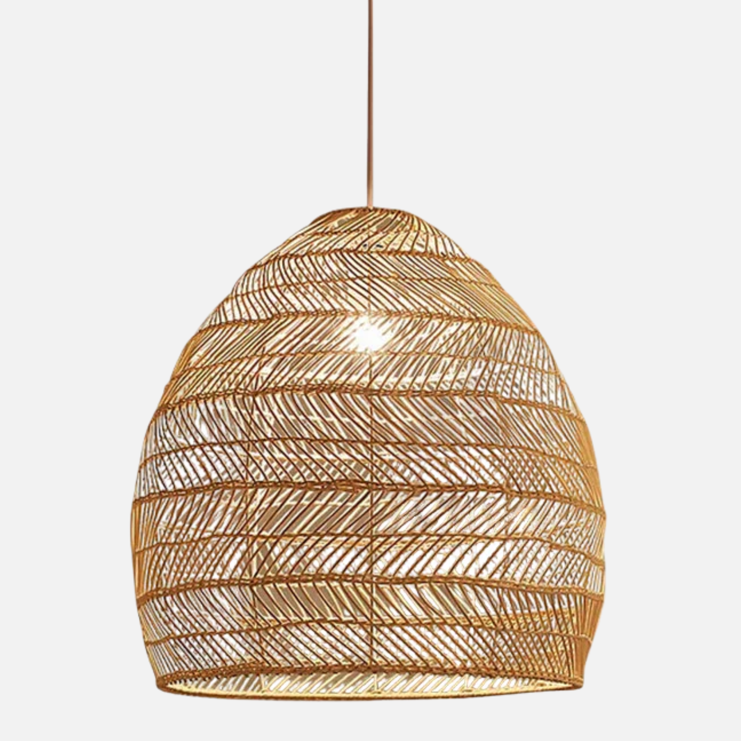 Suspension rotin cloche arrondie