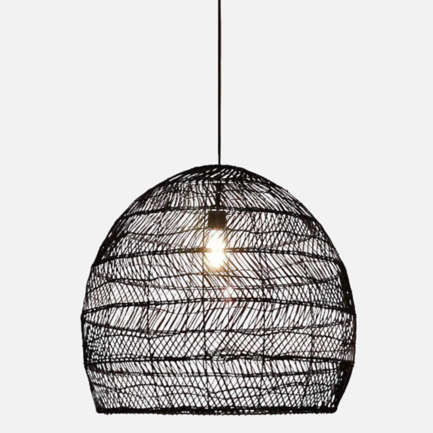 Suspension rotin cloche arrondie