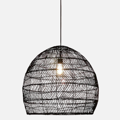 Suspension rotin cloche arrondie