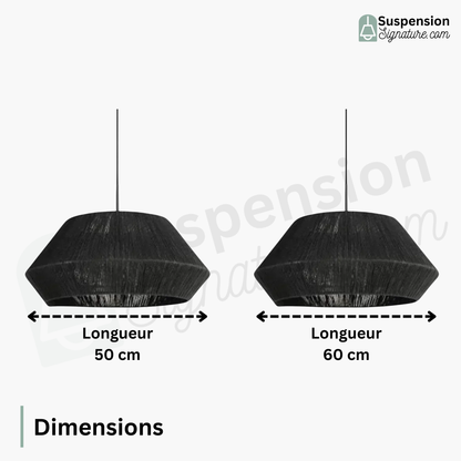 Suspension rotin design géométrique scandinave