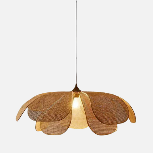 Suspension rotin design pétales vintage