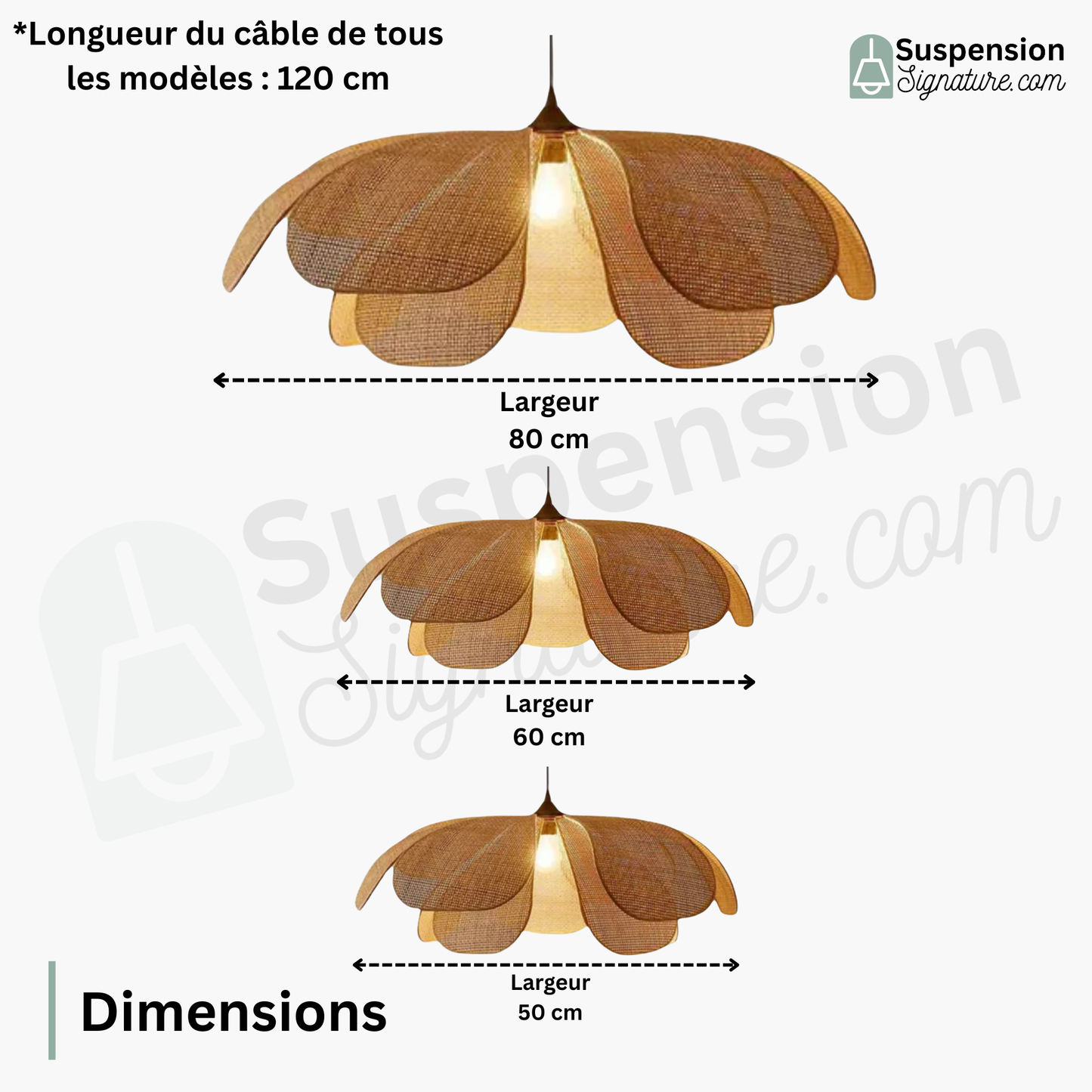 Suspension rotin design pétales vintage