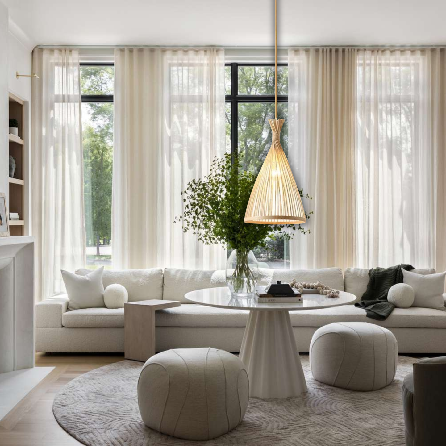 Suspension rotin design tipi moderne