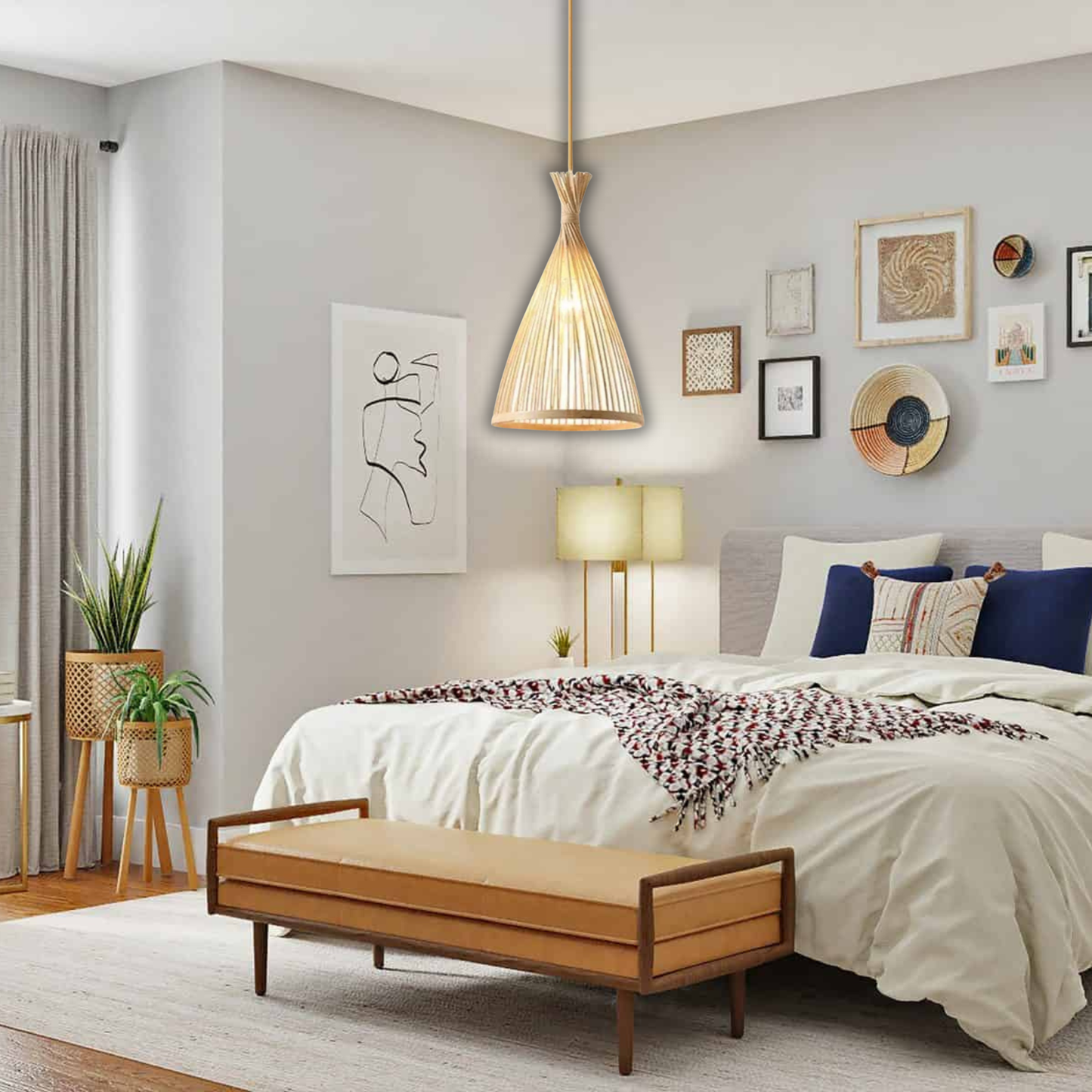 Suspension rotin design tipi moderne