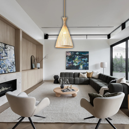 Suspension rotin design tipi moderne