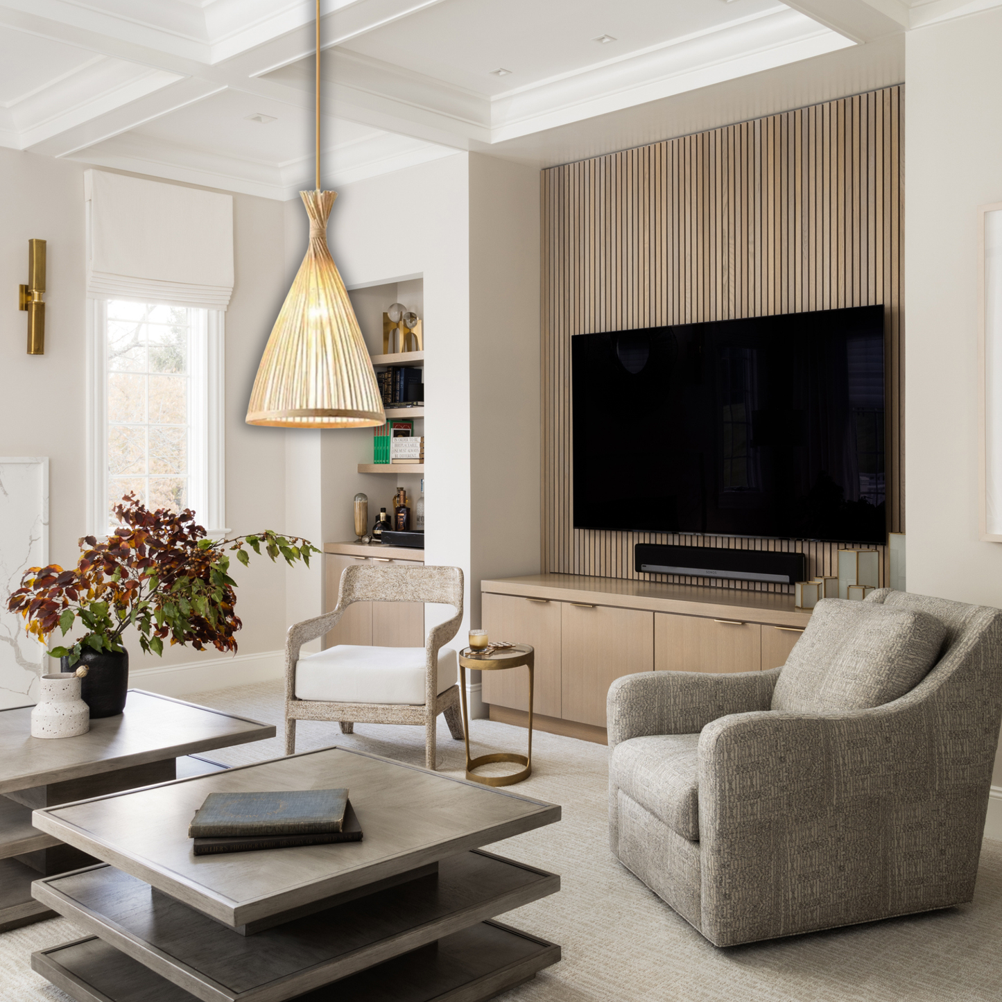 Suspension rotin design tipi moderne