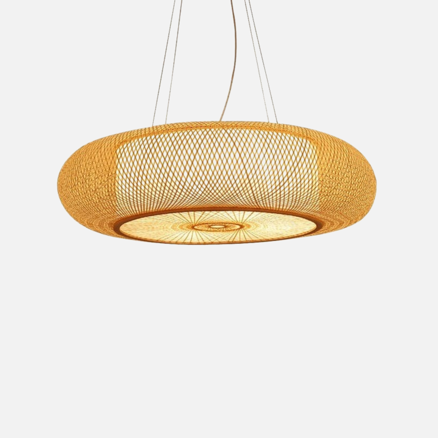 Suspension rotin et bambou ajourée plate design moderne