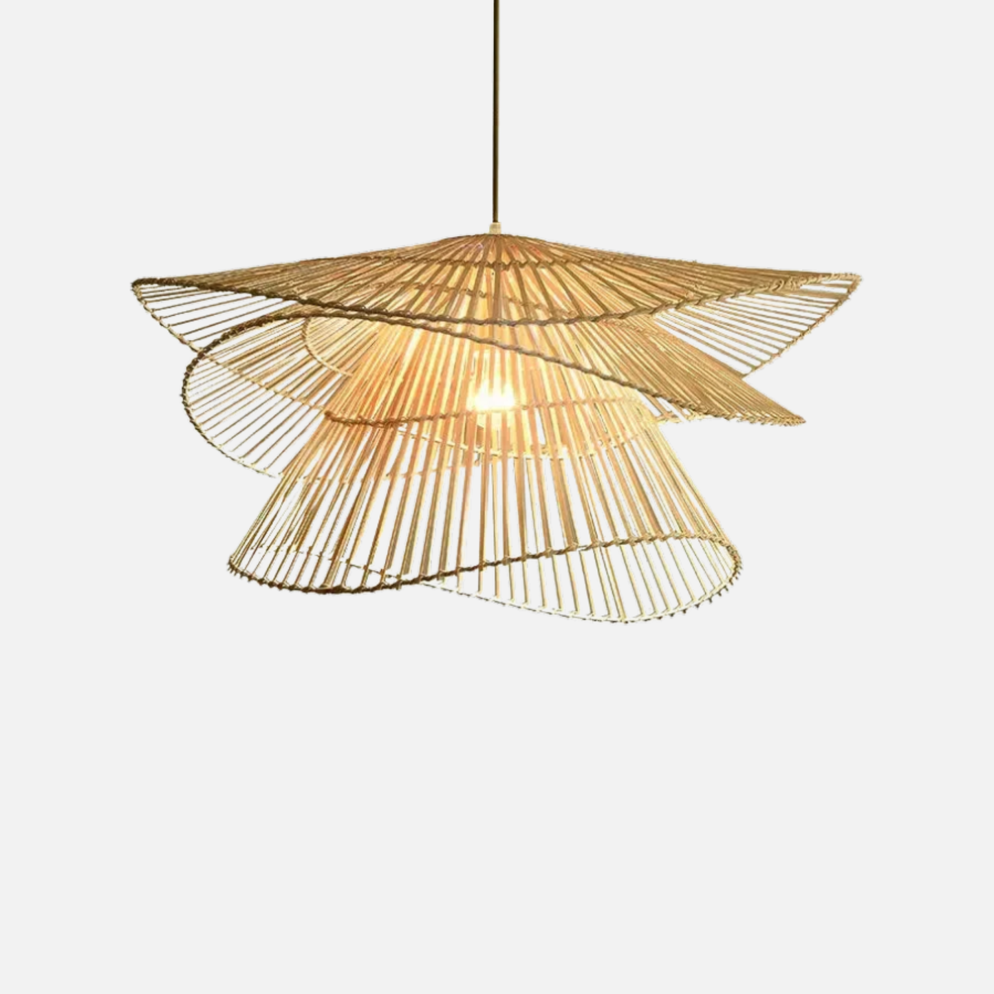 Suspension rotin et bambou vintage multicouches