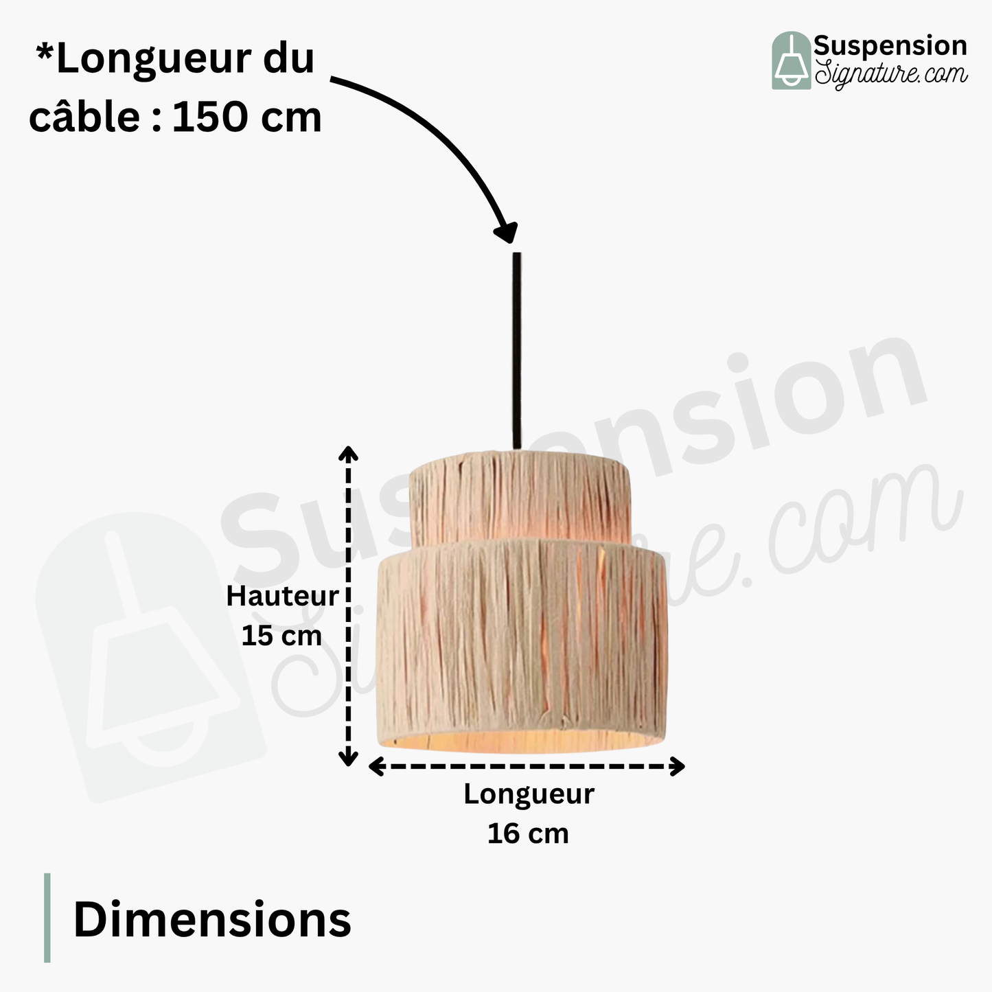 Suspension rotin moderne compacte double
