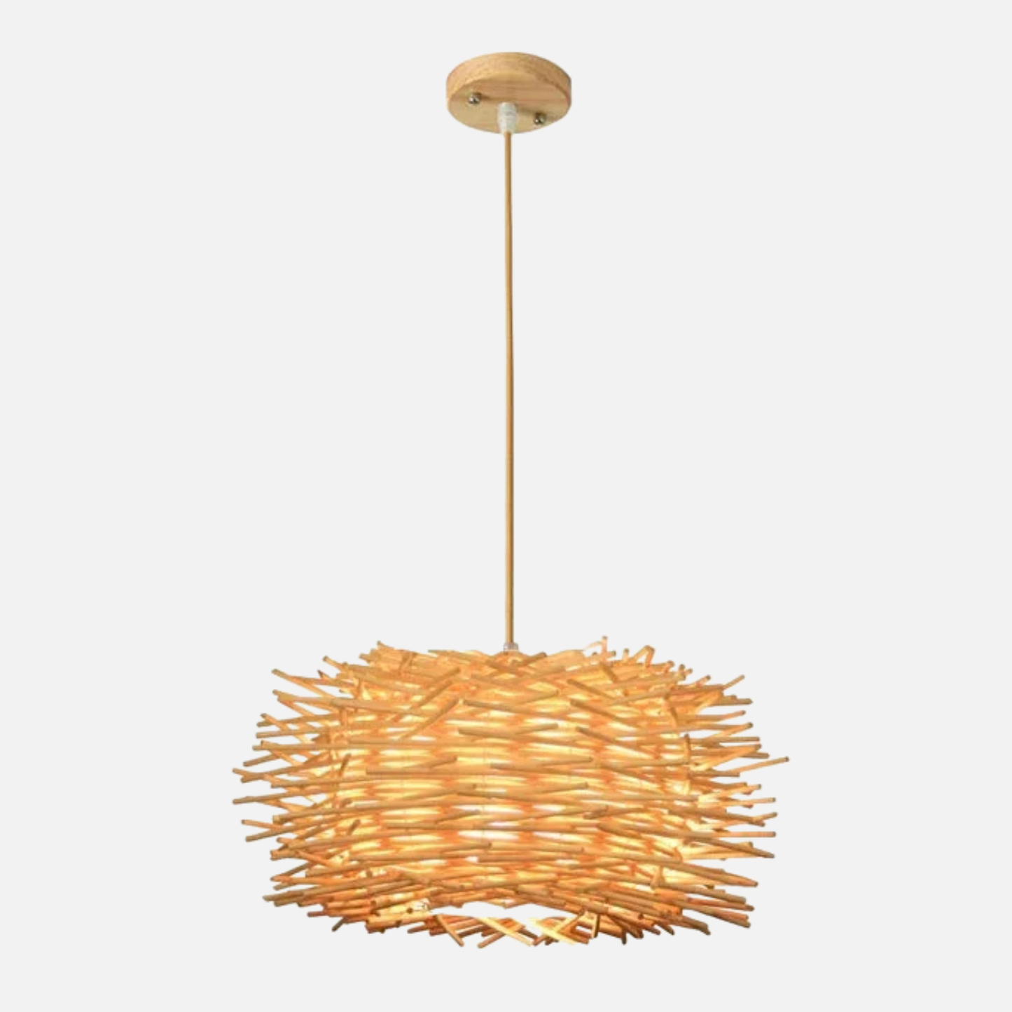 Suspension rotin nid design scandinave