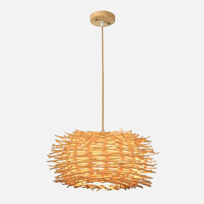 Suspension rotin nid design scandinave