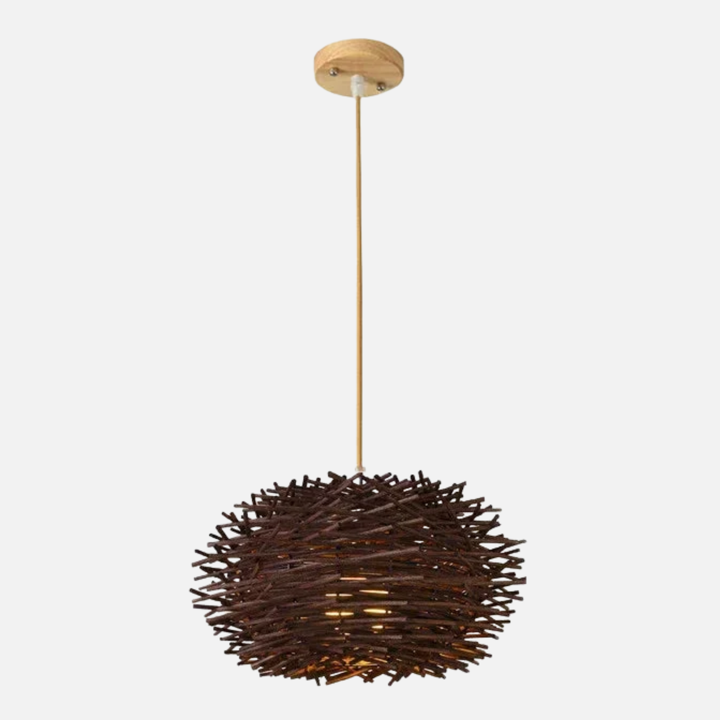 Suspension rotin nid design scandinave