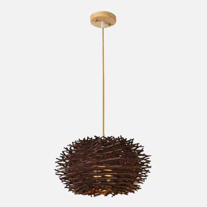 Suspension rotin nid design scandinave