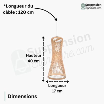 Suspension rotin tube évasé moderne