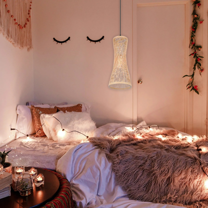 Suspension rotin tube évasé moderne