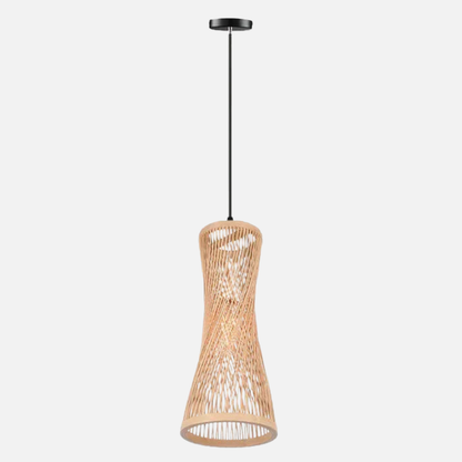 Suspension rotin tube évasé moderne