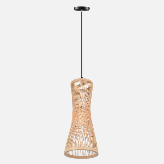 Suspension rotin tube évasé moderne