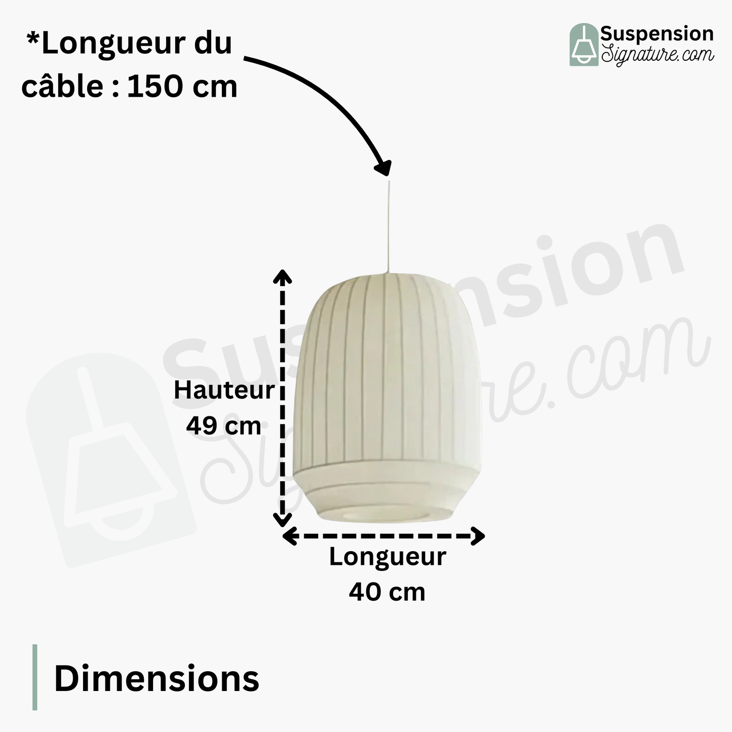 Suspension tissu globe allongé rainuré scandinave